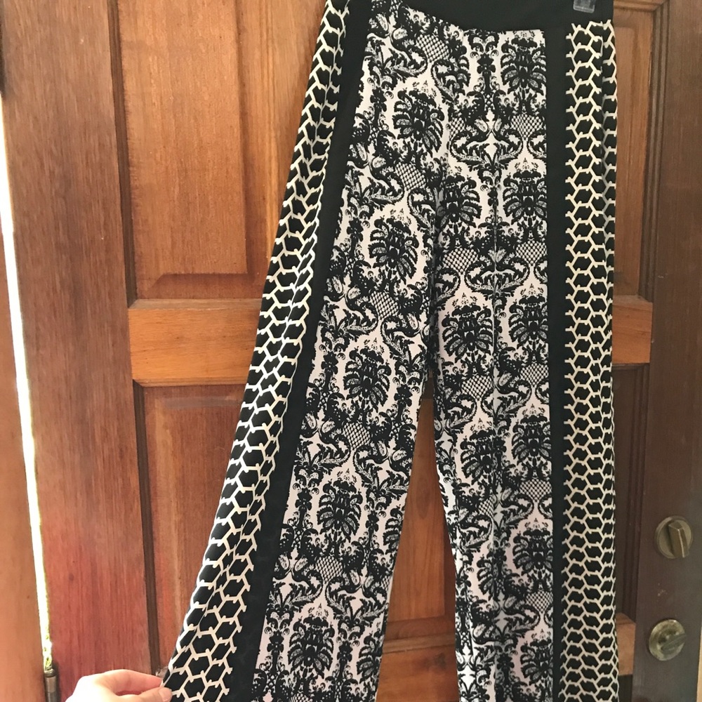High Waisted, Wide Leg Black & White pants